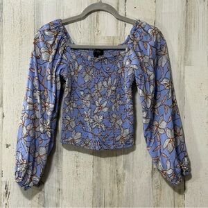 Jessica Simpson Lavender Floral Long Sleeve Blouse